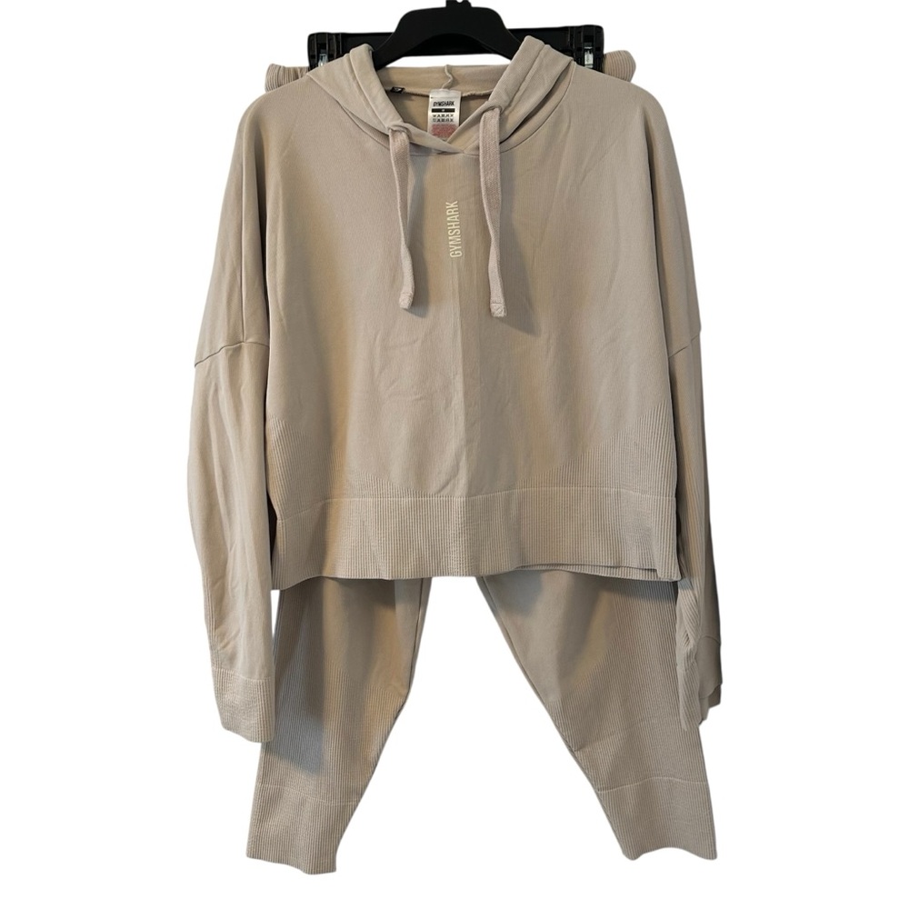 Gymshark Pause Style Cream Hoodie and Jogger Coordinated Set